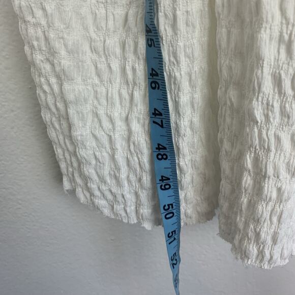 Zara Dress Women Large White Keyhole Puckered Texture Midi Stretch Spring Summer - Picture 8 of 8